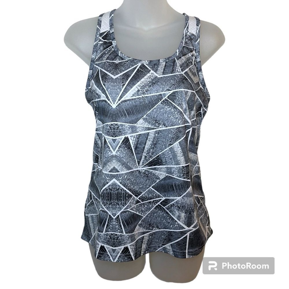 C9 by Champion Gray Geometric Print Athletic Racerback Tank Size XS
